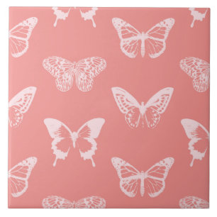 Butterfly sketch, coral pink tile