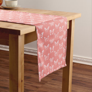 Butterfly Sketch, Deep Coral Pink Short Table Runner