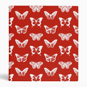 Butterfly sketch, deep red and white binder