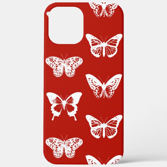 Butterfly sketch, deep red and white Case-Mate iPhone case (Back)