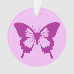 Butterfly sketch, ice pink & amethyst purple ornament