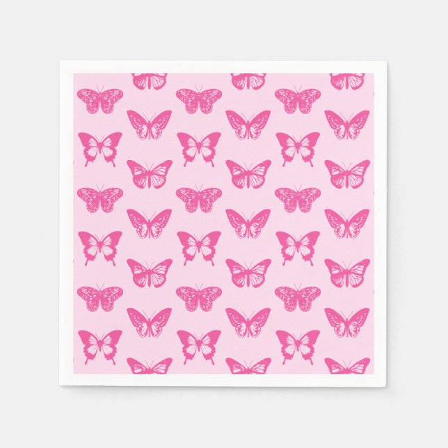 Butterfly sketch, light pink and fuchsia napkin (Front)