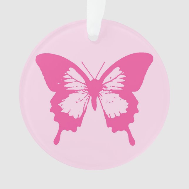 Butterfly sketch, light pink and fuchsia ornament (Front)