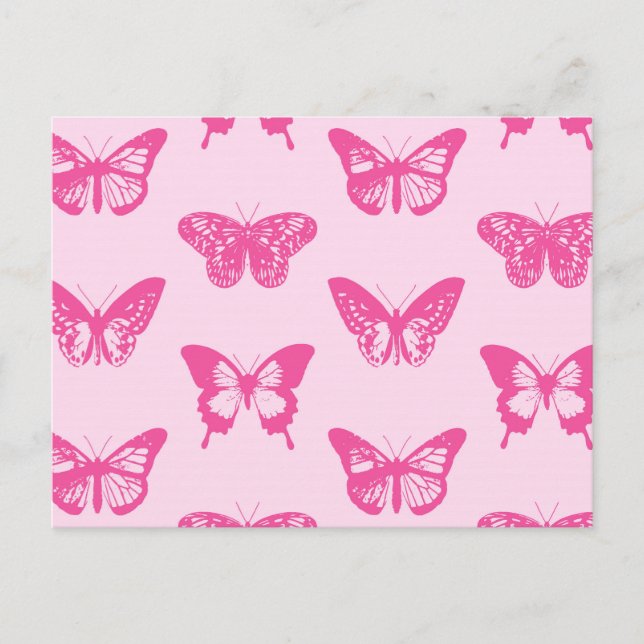 Butterfly sketch, light pink and fuchsia postcard (Front)