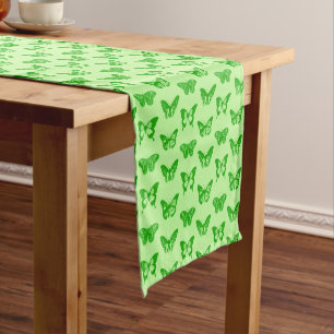 Butterfly Sketch, Lime and Emerald Green  Short Table Runner