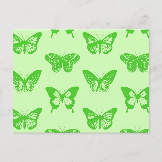 Butterfly sketch,  lime green postcard (Front)