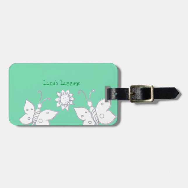 Butterfly Sketch Luggage Tag (Front Horizontal)