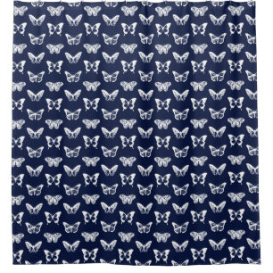Butterfly sketch, navy blue and white