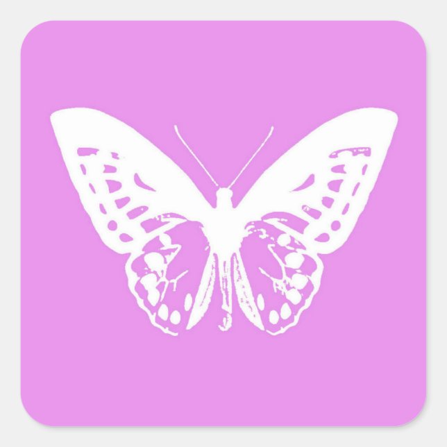 Butterfly sketch, orchid and white square sticker (Front)