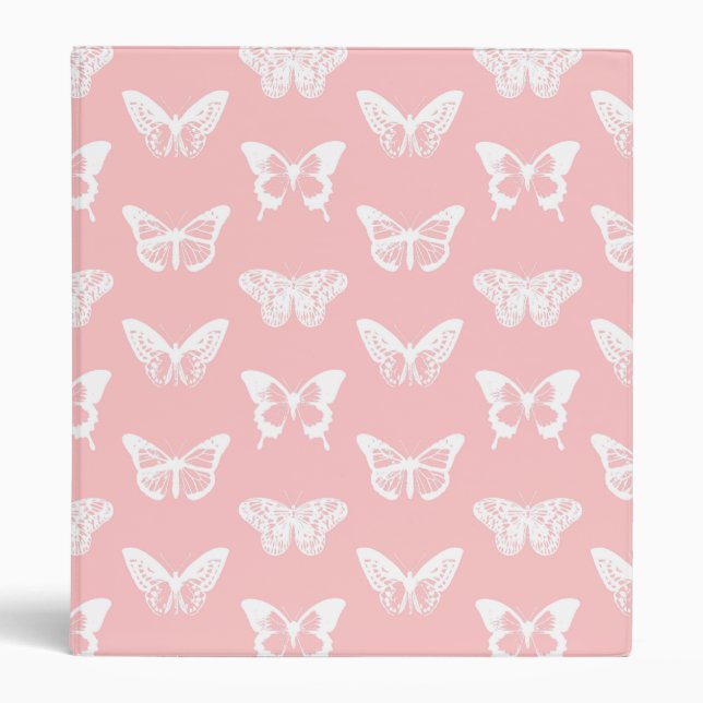 Butterfly sketch, shell pink and white binder (Front)