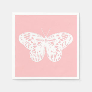 Butterfly sketch, shell pink and white napkin
