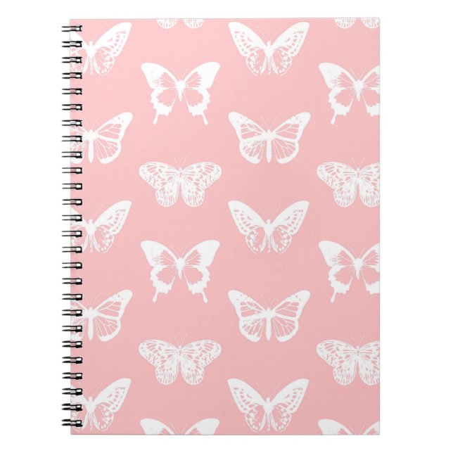 Butterfly sketch, shell pink and white notebook (Front)