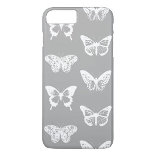 Butterfly sketch, silver grey and white iPhone 8 plus/7 plus case