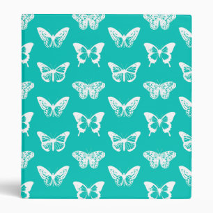 Butterfly sketch, turquoise and white binder