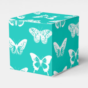 Butterfly sketch, turquoise and white favor box