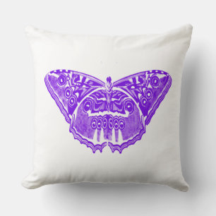 Butterfly sketch, violet purple throw pillow