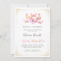 Butterfly Skies Coral Gold Confetti Bridal Shower