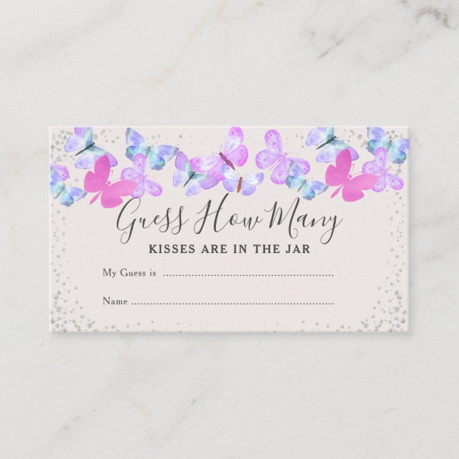 Butterfly Skies Guess How Many Baby Shower Game Enclosure Card (Front)