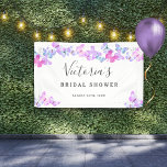 Butterfly Skies Pretty Butterflies Bridal Shower Banner<br><div class="desc">Elegant and feminine bridal shower welcome banner (editable for any occasion) with watercolor butterflies and silver confetti. This delicate design has a pretty colour palette in shades of pink purple lilac on a white background. The wording is editable so you can customize for any occasion and you can also change...</div>
