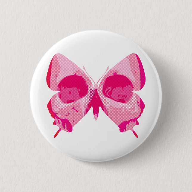 Butterfly Skull 2 Inch Round Button (Front)