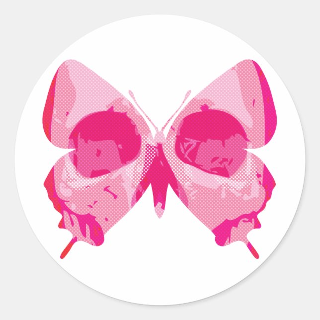 Butterfly Skull Classic Round Sticker (Front)