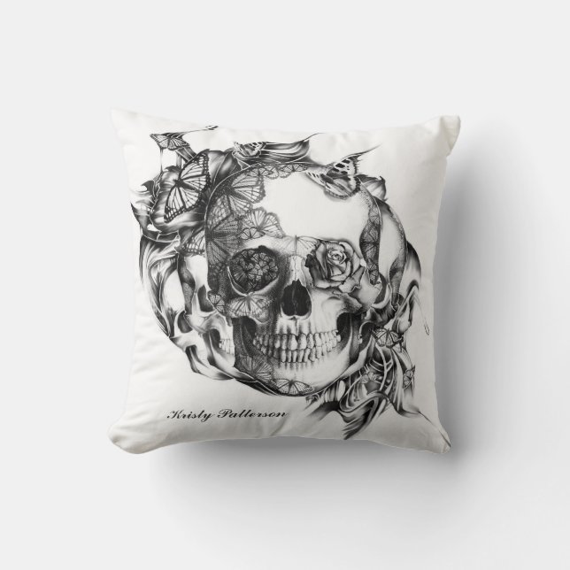 Butterfly Skull LARGE pillow (Front)