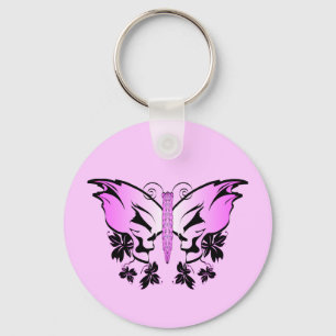 Butterfly Skull Pink Keychain