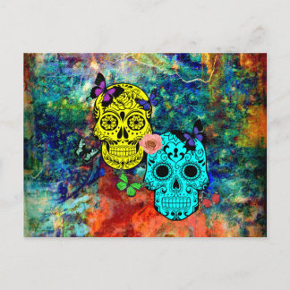 Butterfly skulls postcard