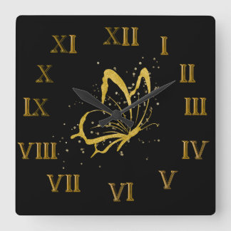 Butterfly sparkle design roman numeral wall clock
