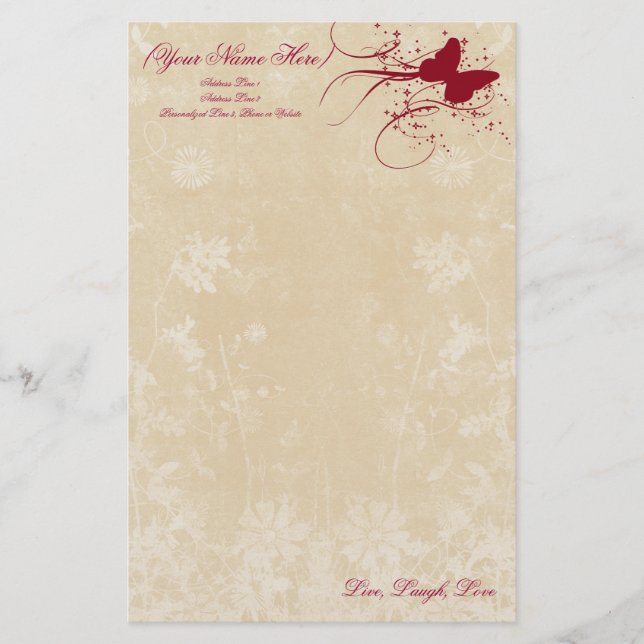 Butterfly Sparkle Personal Stationery (Front)