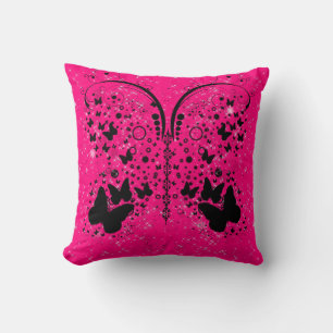 Butterfly Sparkles BRIGHT PINK Pillow