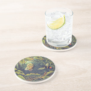 Butterfly spiderweb bee vintage garden coaster
