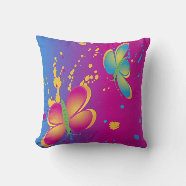Butterfly Splash Throw Pillow (Front)