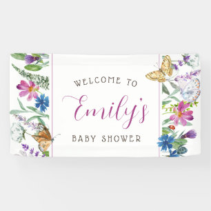 Butterfly Spring Wildflower Baby Shower Banner