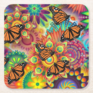 Butterfly Square Paper Coaster