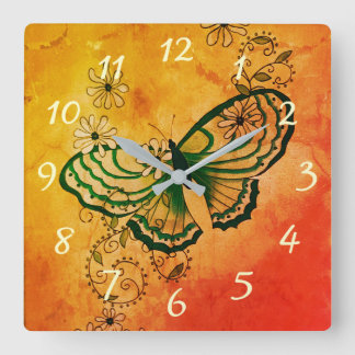 Butterfly Square Wall Clock