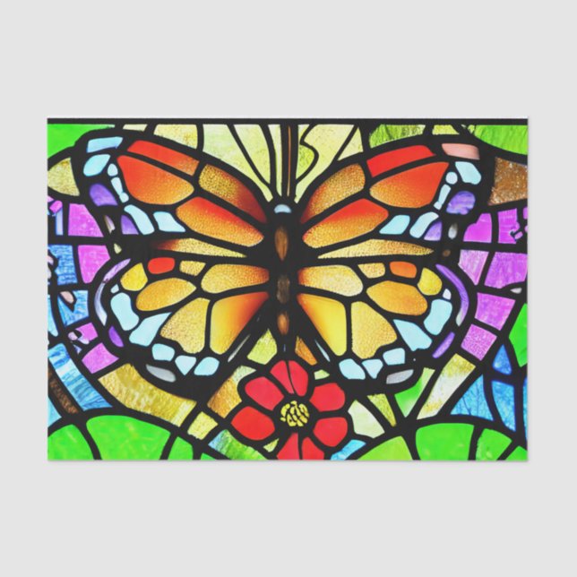 Butterfly Stained Glass Effect Decoupage  Tissue Paper (Front)