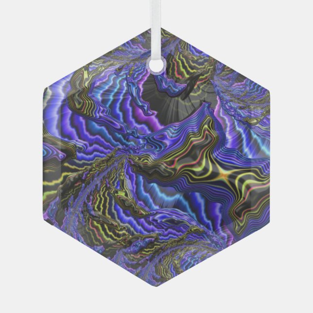 Butterfly Stew Colourful Fractal Landscape Abstrac Glass Ornament (Front)