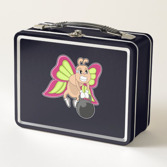 Butterfly Strength training Dumbbell Metal Lunch Box (Front)