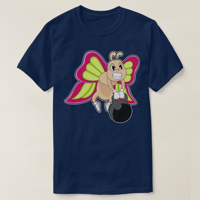 Butterfly Strength training Dumbbell T-Shirt (Design Front)