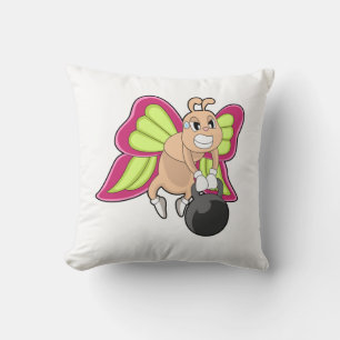 Butterfly Strength training Dumbbell Throw Pillow
