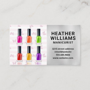 Butterfly Stripes   Colourful Nail Polish Bottles Business Card