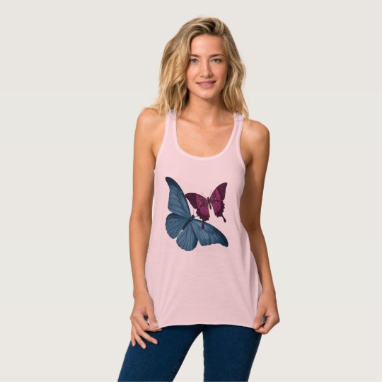 Butterfly Summer Tank Top Pink Blue Maroon