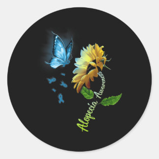 Butterfly Sunflower Alopecia Awareness 1 Classic Round Sticker