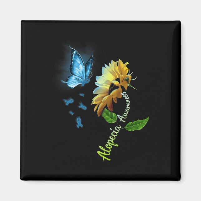 Butterfly Sunflower Alopecia Awareness 1 Magnet (Front)