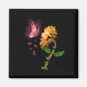Butterfly Sunflower Brain Aneurysm Awareness 1 Magnet