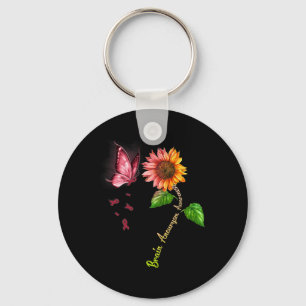 Butterfly Sunflower Brain Aneurysm Awareness Keychain