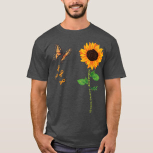Butterfly Sunflower Brain Cancer Awareness Chemo W T-Shirt