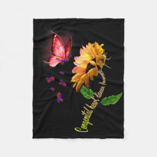 Butterfly Sunflower Congenital Heart Disease Aware Fleece Blanket