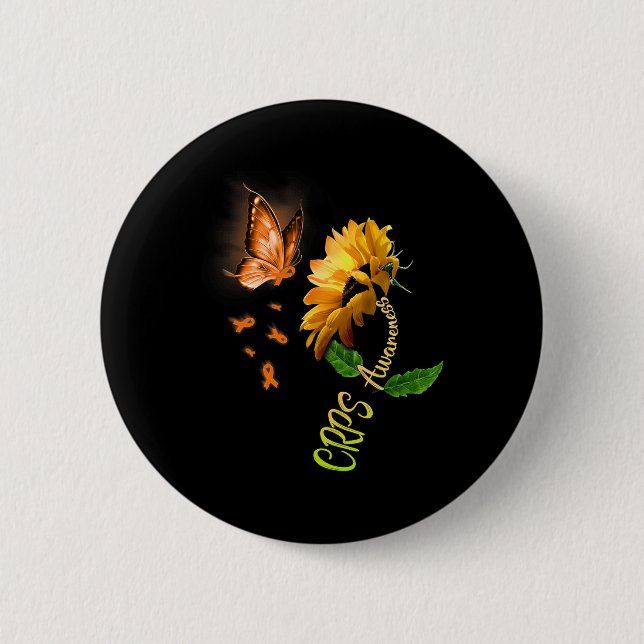 Butterfly Sunflower Crps Awareness  2 Inch Round Button (Front)